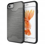 Wholesale iPhone 7 Card Holder Hybrid Case (Space Gray)